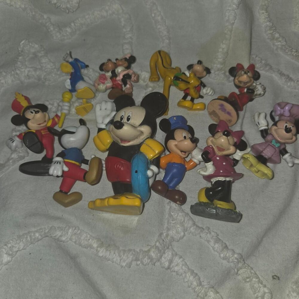 Disney PVC Figures Lot 11 Mickey Minnie Donald etc Vtg cake toppers collectors